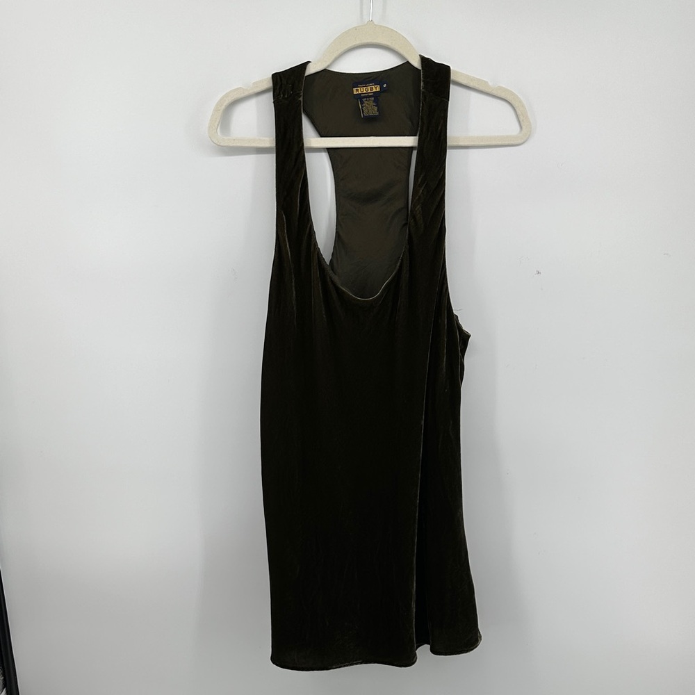 Ralph Lauren VTG‎ Y2K Streetwear Grunge Whimsigoth Dark Velvet Tank Top Sz12